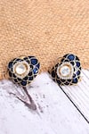 Shop_Ivorine_Blue Semi Precious Stones Sapphire Embellished Heart Studs _at_Aza_Fashions