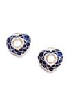 Buy_Ivorine_Blue Semi Precious Stones Sapphire Embellished Heart Studs _Online_at_Aza_Fashions