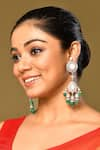 Buy_Ivorine_White Moissanite Polki Emerald Embellished Tassel Earrings _at_Aza_Fashions