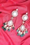 Shop_Ivorine_White Moissanite Polki Emerald Embellished Tassel Earrings _at_Aza_Fashions