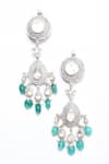 Buy_Ivorine_White Moissanite Polki Emerald Embellished Tassel Earrings _Online_at_Aza_Fashions