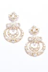 Buy_Ivorine_White Moissanite Polki Embellished Chandbali Earrings _Online_at_Aza_Fashions