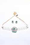 Shop_Ivorine_Green Semi Precious Stones Emerald Embellished Choker Set _Online_at_Aza_Fashions