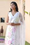 Buy_House Of TA-YA_Off White Satin, Net, Embroidery Blossom Print Kurta Pant Set _Online_at_Aza_Fashions