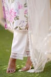 Buy_House Of TA-YA_Off White Satin, Net, Embroidery Blossom Print Kurta Pant Set 