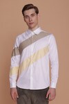 Buy_Lacquer Embassy_White Cotton Satin Cut And Sew Banksia Striped Pattern Shirt _at_Aza_Fashions