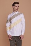 Lacquer Embassy_White Cotton Satin Cut And Sew Banksia Striped Pattern Shirt _Online_at_Aza_Fashions