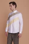 Buy_Lacquer Embassy_White Cotton Satin Cut And Sew Banksia Striped Pattern Shirt _Online_at_Aza_Fashions
