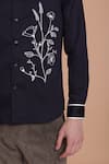 Buy_Lacquer Embassy_Blue Cotton Satin Embroidered Floral Josef Panel Shirt _Online_at_Aza_Fashions