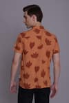 Shop_Lacquer Embassy_Orange Rayon Printed Abstract Leaf Laguna Shirt _at_Aza_Fashions