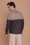 Shop_Lacquer Embassy_Beige Cotton Plain Pampas Color Block Shirt _at_Aza_Fashions