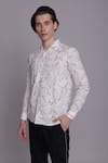 Lacquer Embassy_White Cotton Flex Print Falling Leaves Prairie Shirt _at_Aza_Fashions