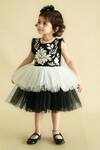 Buy_Ruchika Lath Label_Black Cotton, Tulle Sequins Kazo Musk Rose Bloom Embellished Dress _at_Aza_Fashions