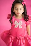 Ruchika Lath Label_Pink Crystals Studded Bow Satin Dress _Online_at_Aza_Fashions