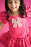 Buy_Ruchika Lath Label_Pink Crystals Studded Bow Satin Dress _Online_at_Aza_Fashions