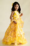 Ruchika Lath Label_Yellow Crepe, Organza, Cotton, Silk Buttercup Bloom Print Lehenga Blouse Set _Online_at_Aza_Fashions