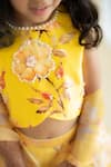 Buy_Ruchika Lath Label_Yellow Crepe, Organza, Cotton, Silk Buttercup Bloom Print Lehenga Blouse Set _Online_at_Aza_Fashions