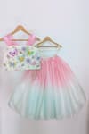 Buy_Ruchika Lath Label_Pink Satin, Organza Embroidery, Butterfly Paradise Blouse With Ombre Lehenga _at_Aza_Fashions