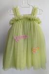 Shop_Ruchika Lath Label_Green Tulle Beads Text Embellished Dress _at_Aza_Fashions