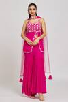 Buy_Nitisha Kashyap Official_Pink Silk, Georgette, Net Beads, Embroidery Round Side Slit Kurta Gharara Set _at_Aza_Fashions