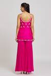 Shop_Nitisha Kashyap Official_Pink Silk, Georgette, Net Beads, Embroidery Round Side Slit Kurta Gharara Set _at_Aza_Fashions