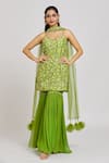 Buy_Nitisha Kashyap Official_Green Silk, Net, Georgette Sequins, And Zardosi Embroidered Kurta Sharara Set _at_Aza_Fashions