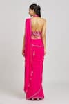 Shop_Nitisha Kashyap Official_Pink Silk, Georgette, Organza Sequins, Cutwork Embroidered Saree With Blouse _at_Aza_Fashions