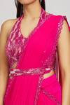 Shop_Nitisha Kashyap Official_Pink Silk, Georgette, Organza Sequins, Cutwork Embroidered Saree With Blouse _Online_at_Aza_Fashions