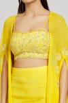 Shop_Nitisha Kashyap Official_Yellow Silk, Crepe Sequins, Mirrors, Beads Resham And Embroidered Cape Skirt Set _Online_at_Aza_Fashions