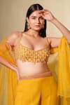 Buy_Tamaraa By Tahani_Yellow Georgette Embroidered Kalee Cutwork Cape Flared Pant Set For Women