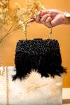 Buy_NR By Nidhi Rathi_Black Embellished Feather Clutch_at_Aza_Fashions