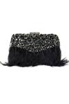 Buy_NR By Nidhi Rathi_Black Embellished Feather Clutch_Online_at_Aza_Fashions