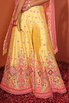 Rajbinder Chahal_Yellow Dupion Silk Embroidered Mirror Round Floral Applique Blouse Sharara Set _Online_at_Aza_Fashions