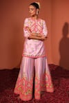 Buy_Rajbinder Chahal_Purple Dupion Silk Embroidered Floral Applique Kurta Sharara Set _at_Aza_Fashions