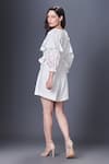 Shop_Deepika Arora_White Ponte Roma Embellished Applique V-neck Sequin Sleeve Playsuit _at_Aza_Fashions