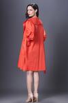 Shop_Deepika Arora_Orange Cotton Embroidery Scoop Neck Sequin Placement Flared Dress _at_Aza_Fashions