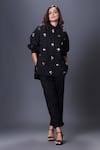 Buy_Deepika Arora_Black 100% Cotton Hand Embroidered Sequins Collar Shirt And Pant Set _at_Aza_Fashions