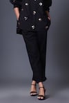 Deepika Arora_Black 100% Cotton Hand Embroidered Sequins Collar Shirt And Pant Set _Online_at_Aza_Fashions