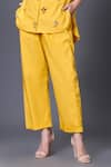 Buy_Deepika Arora_Yellow 100% Cotton Hand Embroidered Sequins Collar Shirt And Pant Set _Online_at_Aza_Fashions