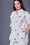 Buy_Deepika Arora_White 100% Cotton Hand Embroidered Floral Mandarin Shirt _Online_at_Aza_Fashions