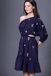 Shop Deepika Arora Purple Cotton Sequins One Shoulder Embroidered Dress Online at Aza Fashions Shop_Deepika Arora_Purple Cotton Sequins One Shoulder Embroidered Dress_Online_at_Aza_Fashions