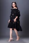 Buy Deepika Arora Black Cotton Sequins Off-shoulder Embroidered Off Dress With Belt Online at Aza Fashions Buy_Deepika Arora_Black Cotton Sequins Off-shoulder Embroidered Off Dress With Belt_Online_at_Aza_Fashions