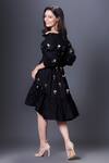 Shop Deepika Arora Black Cotton Sequins Off-shoulder Embroidered Off Dress With Belt Online at Aza Fashions Shop_Deepika Arora_Black Cotton Sequins Off-shoulder Embroidered Off Dress With Belt_Online_at_Aza_Fashions