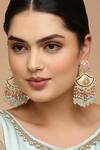 Buy_Tad Accessories_Pink Metallic Thread, Stones Semi Precious Studded Earrings_at_Aza_Fashions