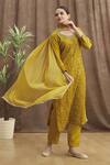 Buy_Khwaab by Sanjana Lakhani_Yellow Kurta And Pant Chinon Embroidered Sequin Round Jaali Set _Online_at_Aza_Fashions