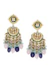 Buy_TAD Accessories_Blue Embellished Semi Precious Stone Drop Half Moon Earrings _at_Aza_Fashions