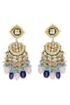 Shop_TAD Accessories_Blue Embellished Semi Precious Stone Drop Half Moon Earrings _at_Aza_Fashions