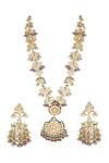 Shop_TAD Accessories_Multi Color Imitation Kundan Flower Cutwork Stone Embellished Long Necklace Set _at_Aza_Fashions