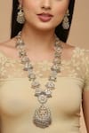 TAD Accessories_Multi Color Imitation Kundan Flower Cutwork Stone Embellished Long Necklace Set _Online_at_Aza_Fashions