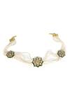 Buy_TAD Accessories_White Imitation Kundan Floral Pearl Embellished Mathapatti_Online_at_Aza_Fashions